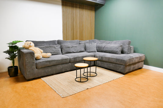 Refurbished Ribstof Lounge Hoekbank Antraciet