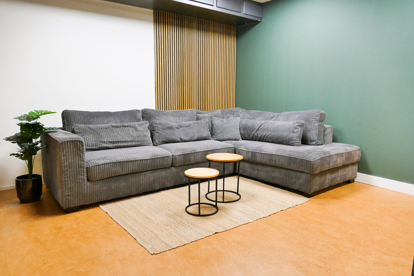 Refurbished Ribstof Lounge Hoekbank Antraciet