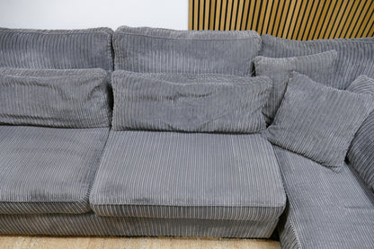 Refurbished Ribstof Lounge Hoekbank Antraciet