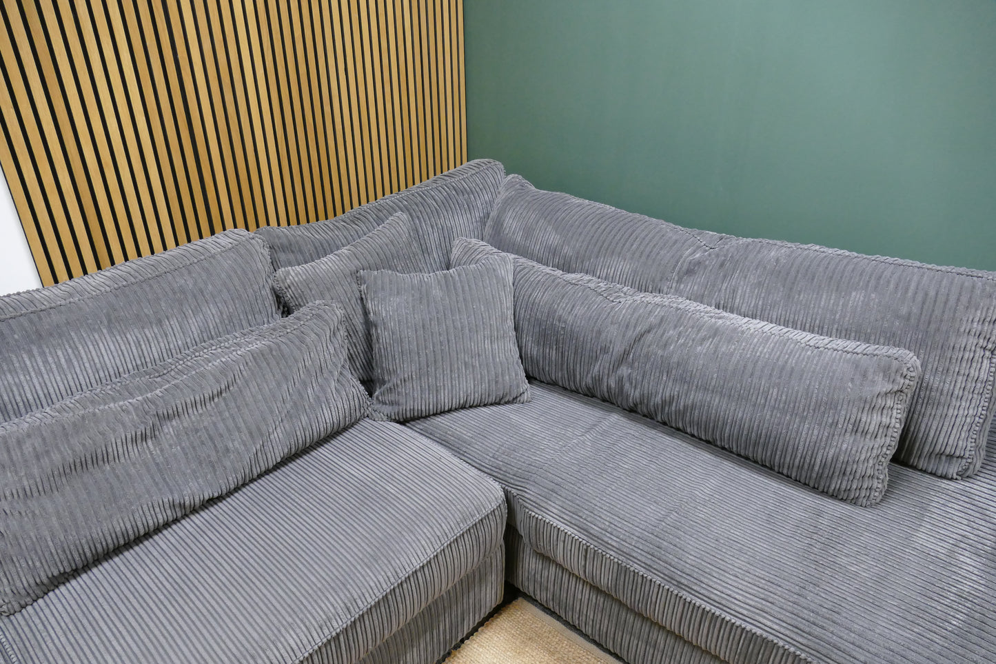 Refurbished Ribstof Lounge Hoekbank Antraciet