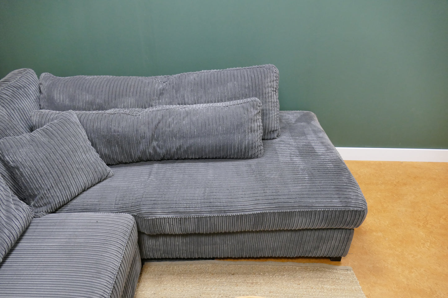 Refurbished Ribstof Lounge Hoekbank Antraciet
