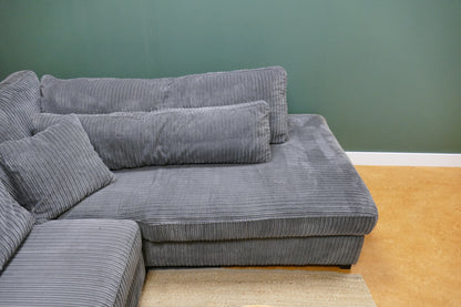 Refurbished Ribstof Lounge Hoekbank Antraciet