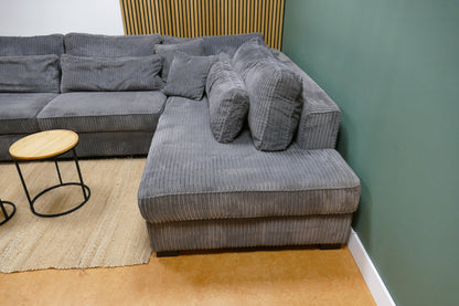 Refurbished Ribstof Lounge Hoekbank Antraciet