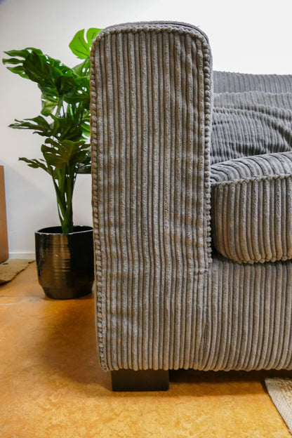 Refurbished Ribstof Lounge Hoekbank Antraciet