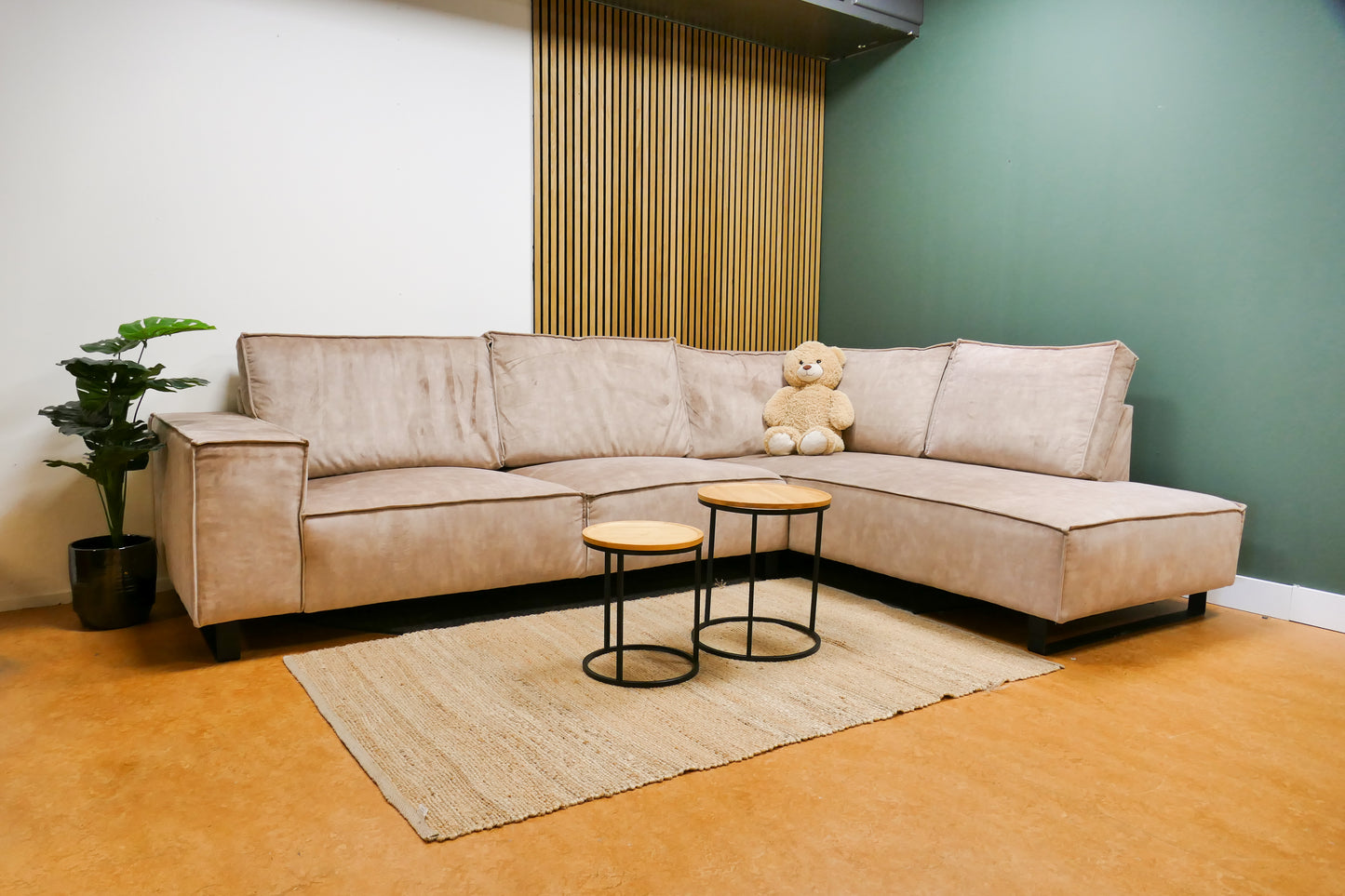 Refurbished Hoekbank Velvet Zandroze