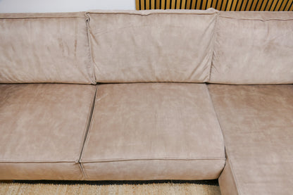 Refurbished Hoekbank Velvet Zandroze