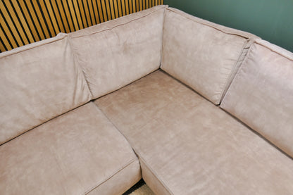 Refurbished Hoekbank Velvet Zandroze