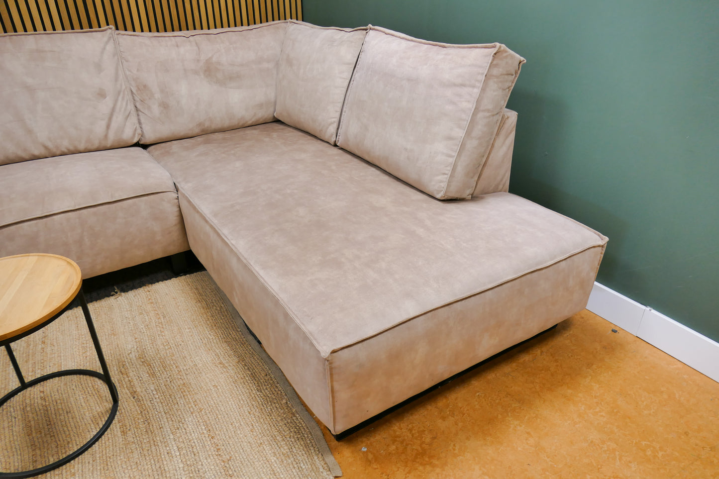 Refurbished Hoekbank Velvet Zandroze