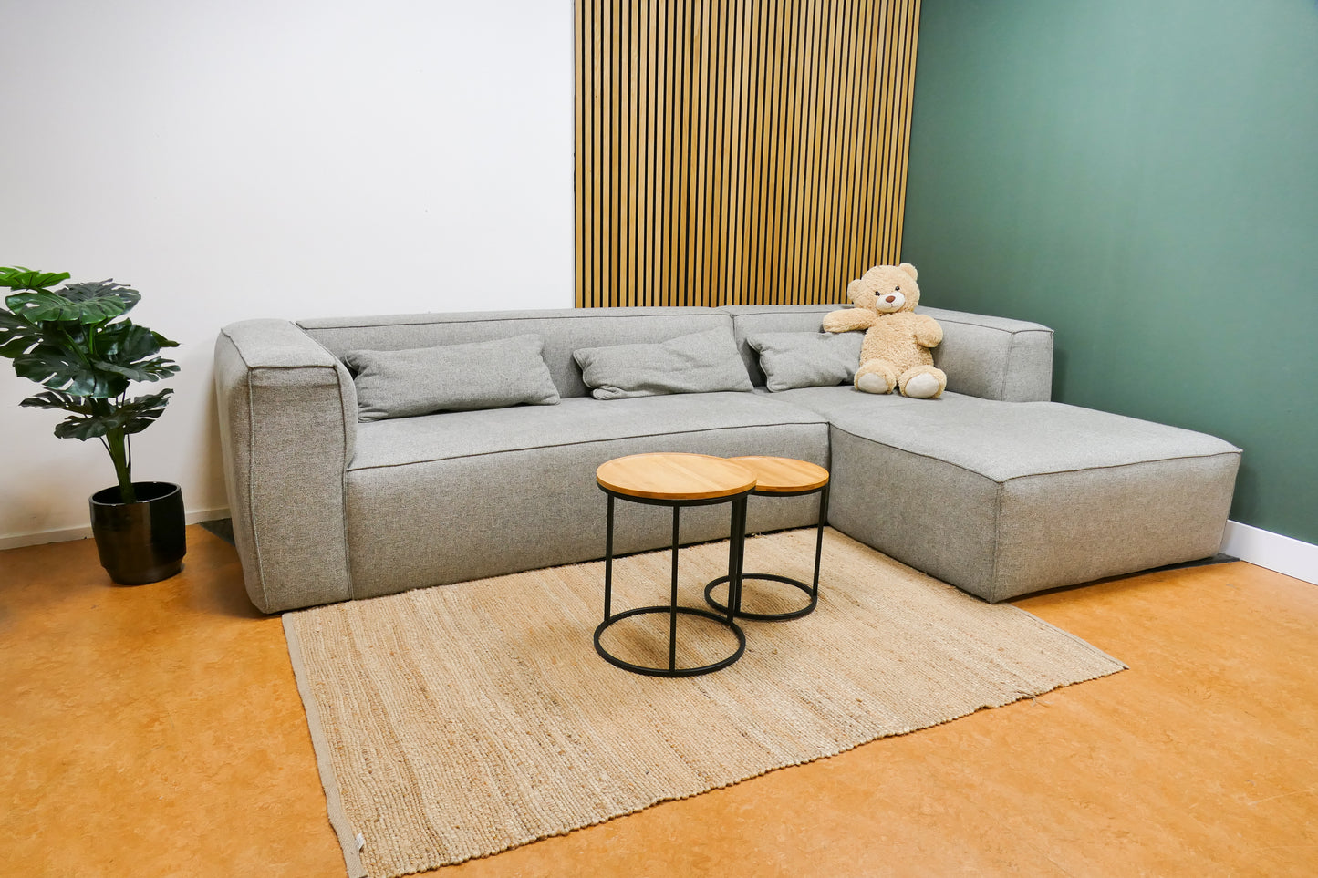 Refurbished Grijze Chaise Longue Woood Bean