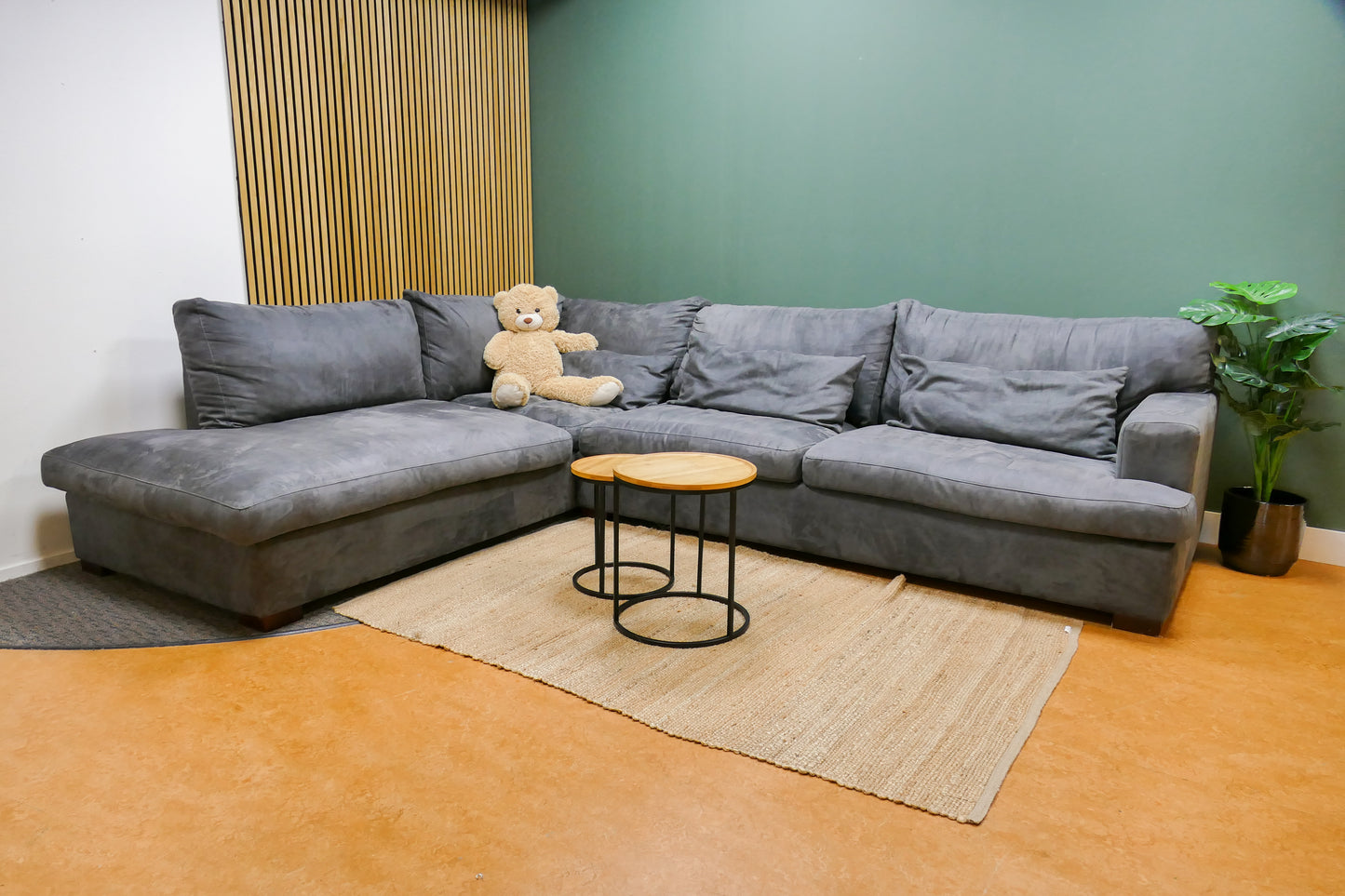 Refurbished Lounge Hoekbank Antraciet Microvezel