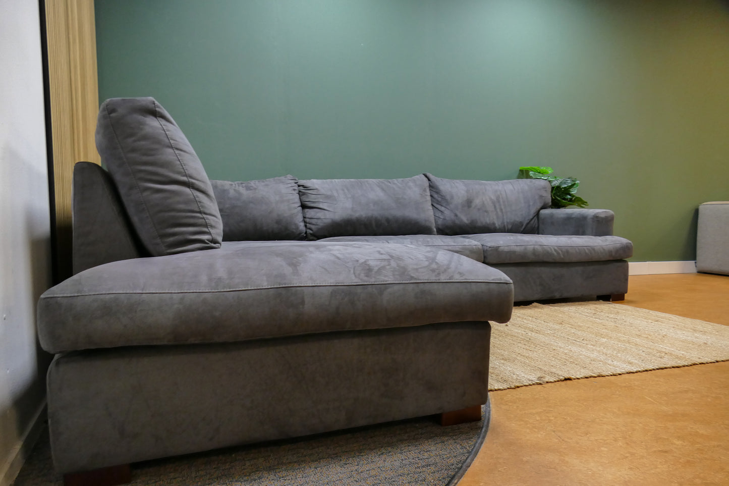 Refurbished Lounge Hoekbank Antraciet Microvezel