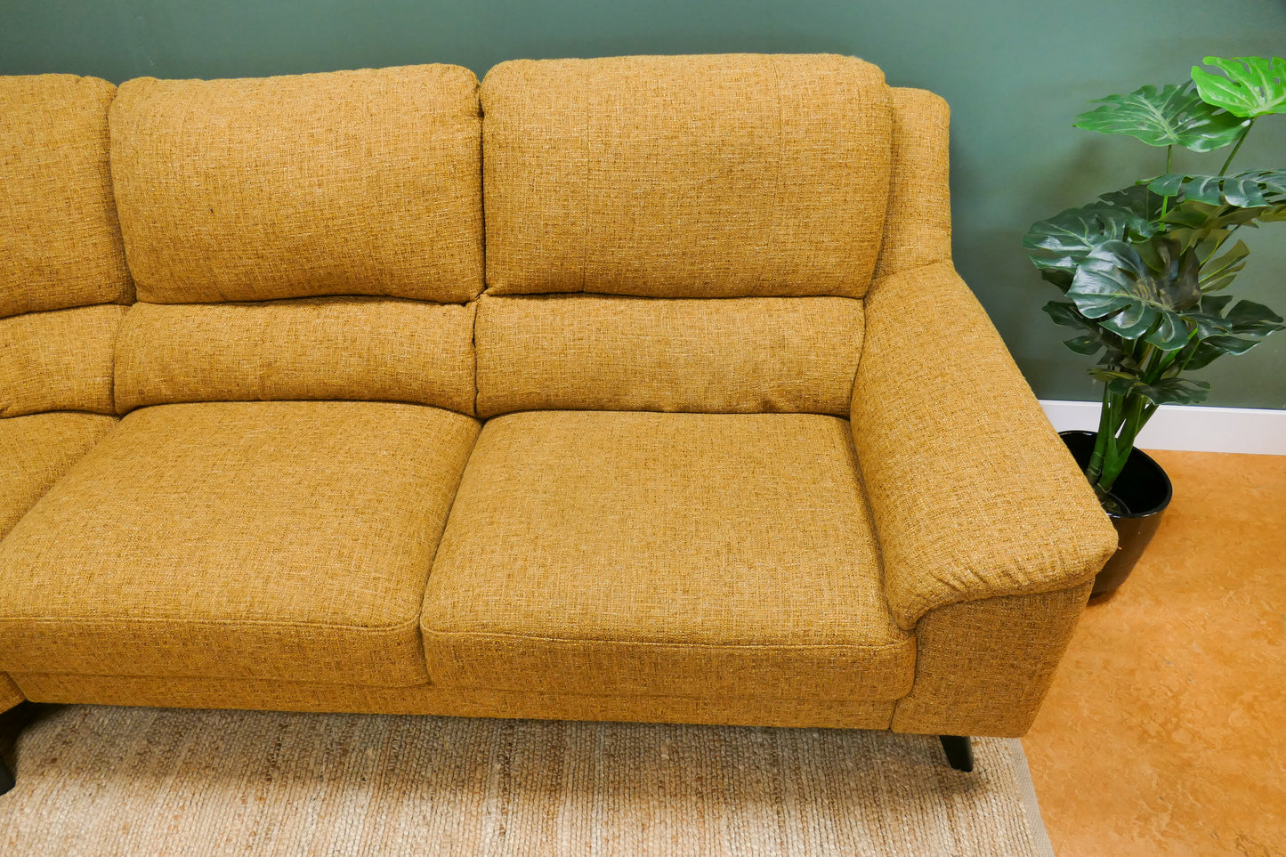 Refurbished Hoekbank Zonnebloem Geel met Hoge Rugleuning