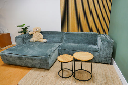 Refurbished Chaise Longue Luna Ribstof Turqouise