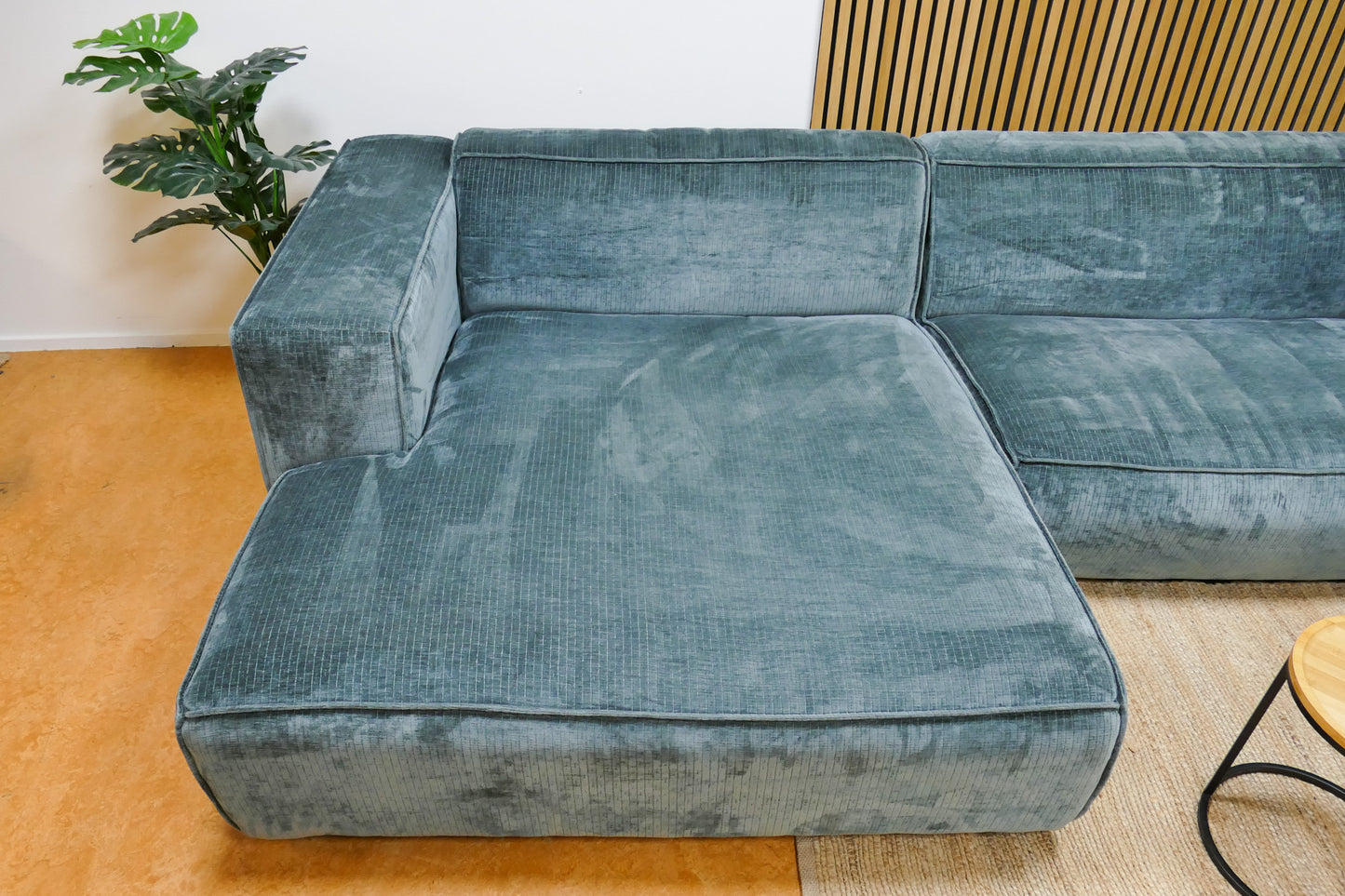 Refurbished Chaise Longue Luna Ribstof Turqouise