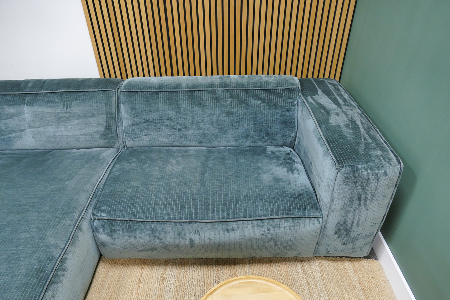 Refurbished Chaise Longue Luna Ribstof Turqouise