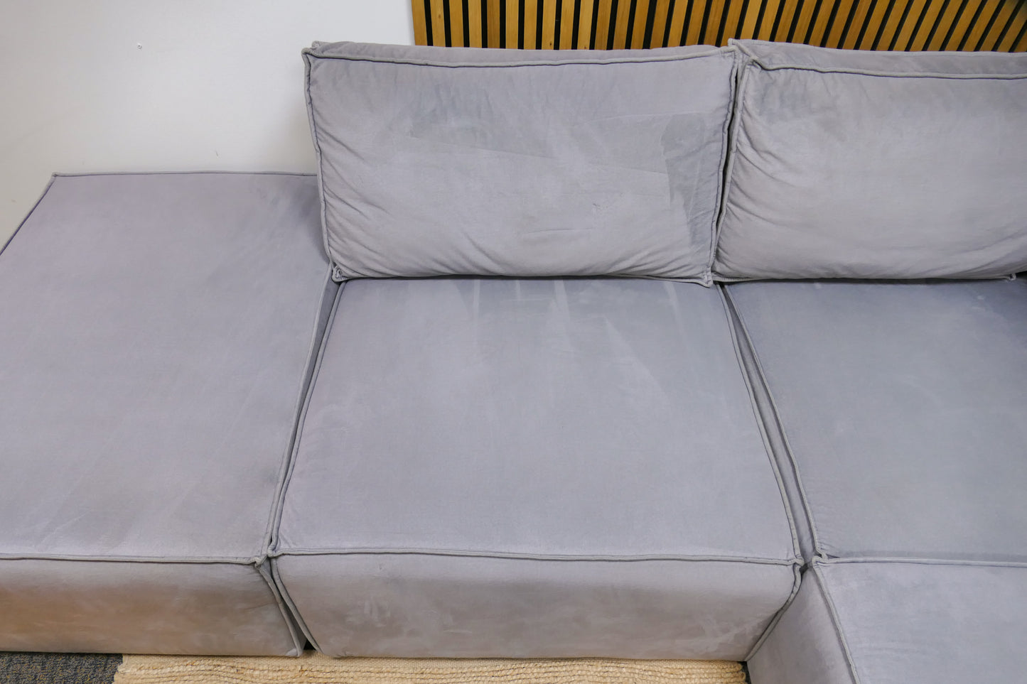 Refurbished U Bank Modulair Velvet Lichtgrijs