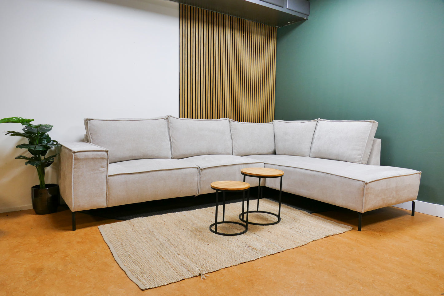 Refurbished Moderne Hoekbank Beige
