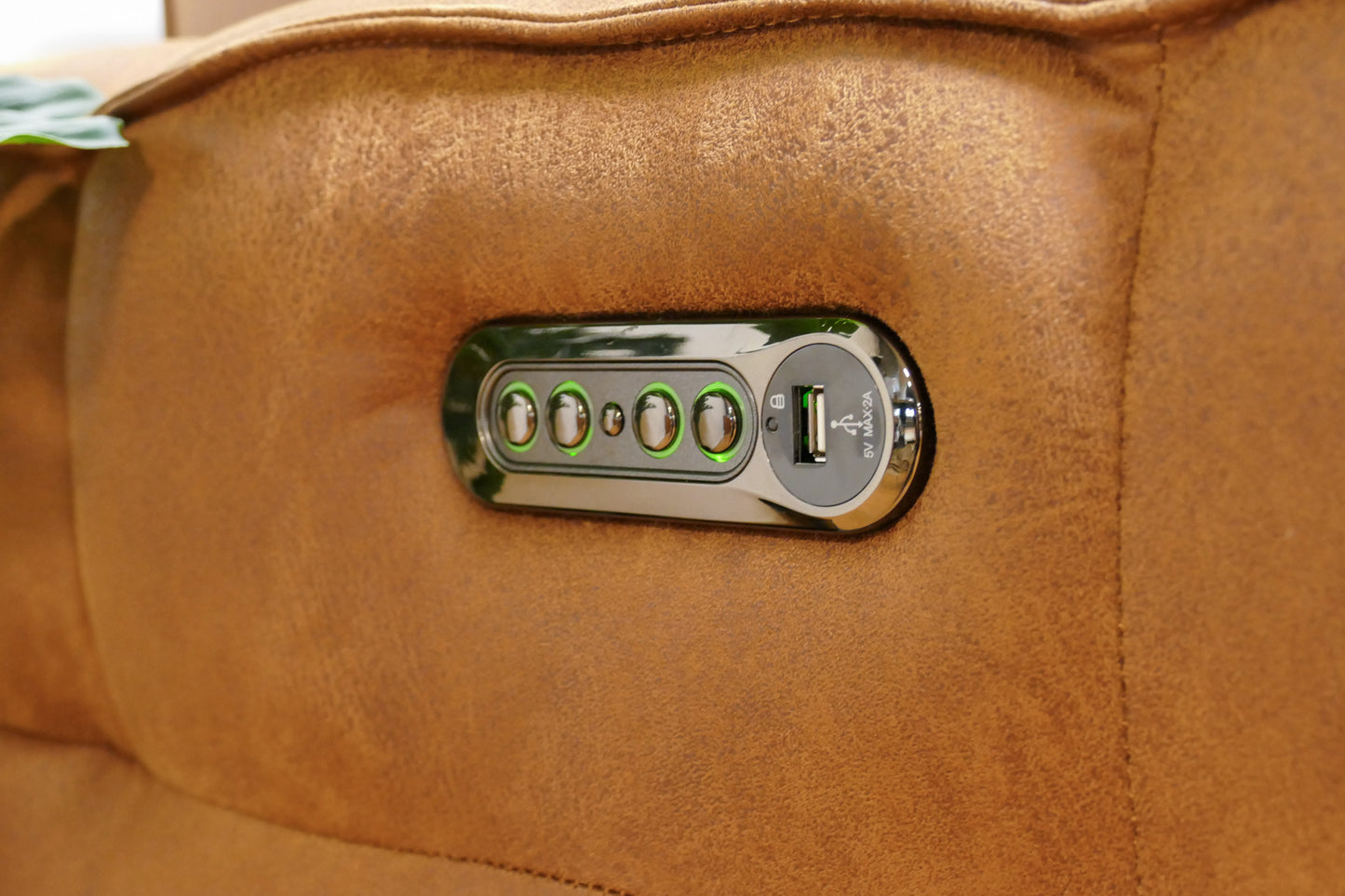 Refurbished 3-Zits Electrisch Mancini Vicenza Microvezel Cognac