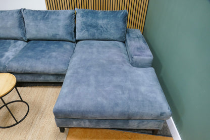Refurbished Chaise Longue Velvet Turquoise