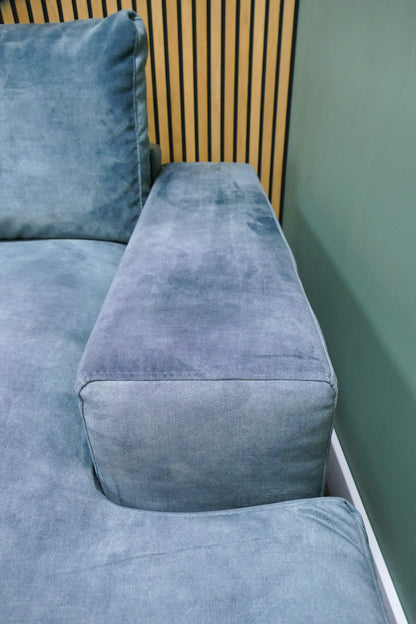 Refurbished Chaise Longue Velvet Turquoise