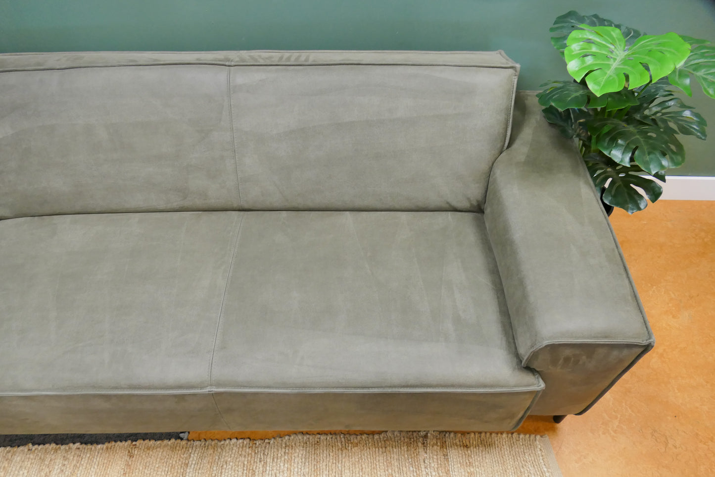 Refurbished Moderne Hoekbank Microvezel Groen