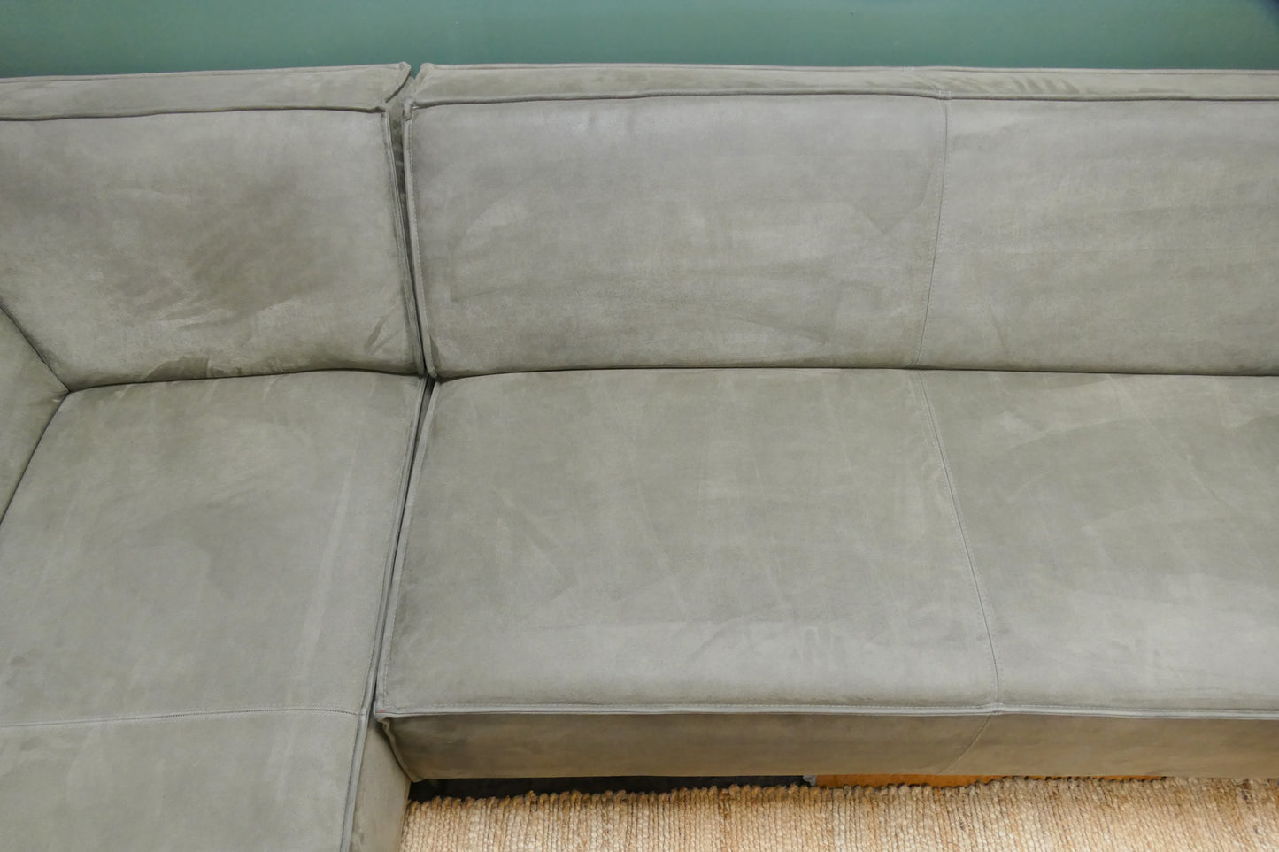 Refurbished Moderne Hoekbank Microvezel Groen