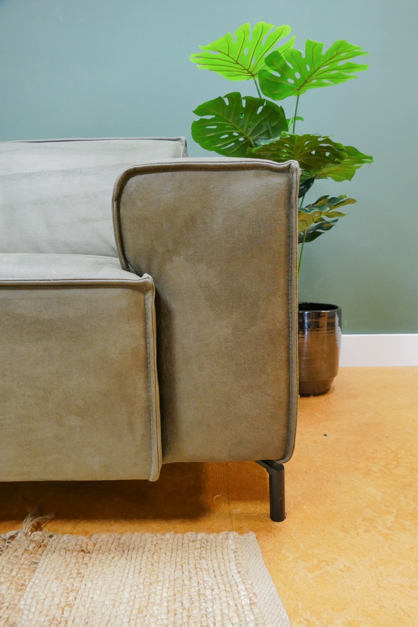 Refurbished Moderne Hoekbank Microvezel Groen