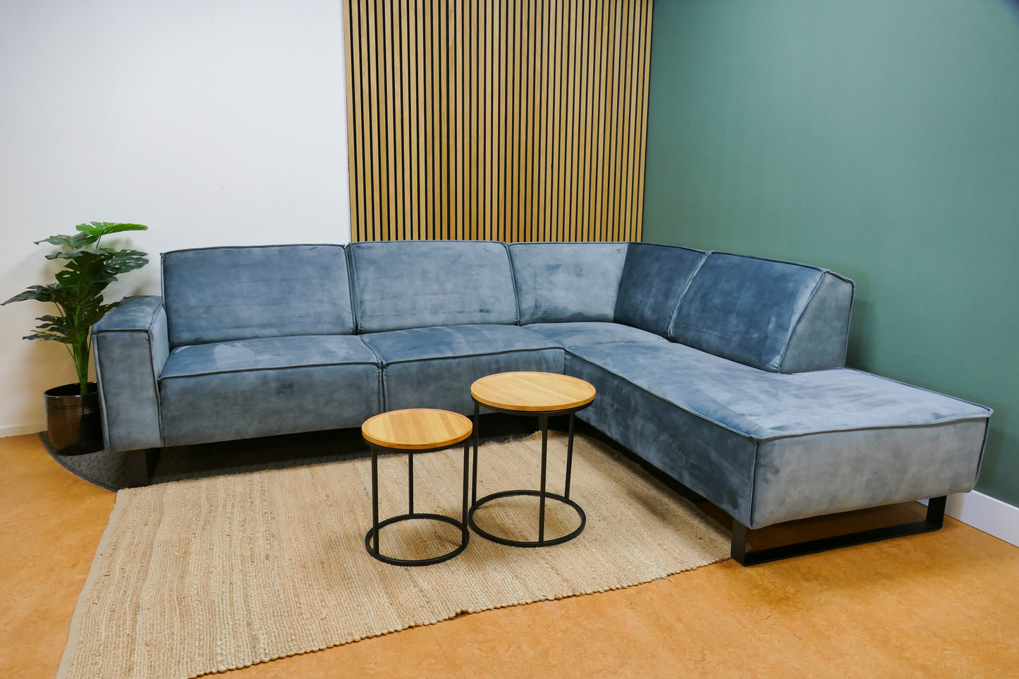 Refurbished Hoekbank Velvet Turquoise