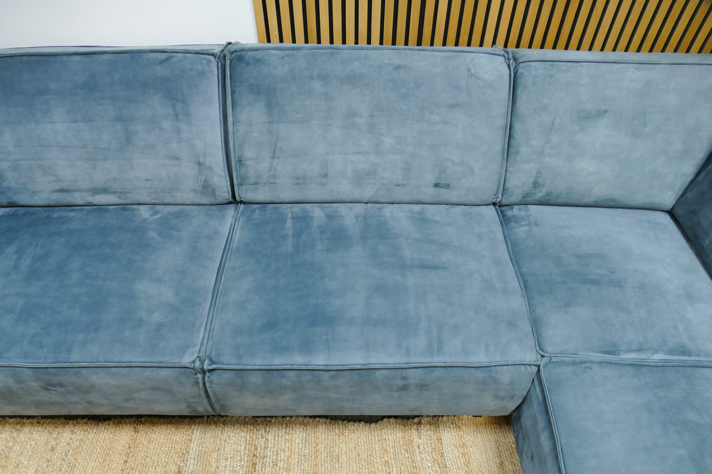 Refurbished Hoekbank Velvet Turquoise