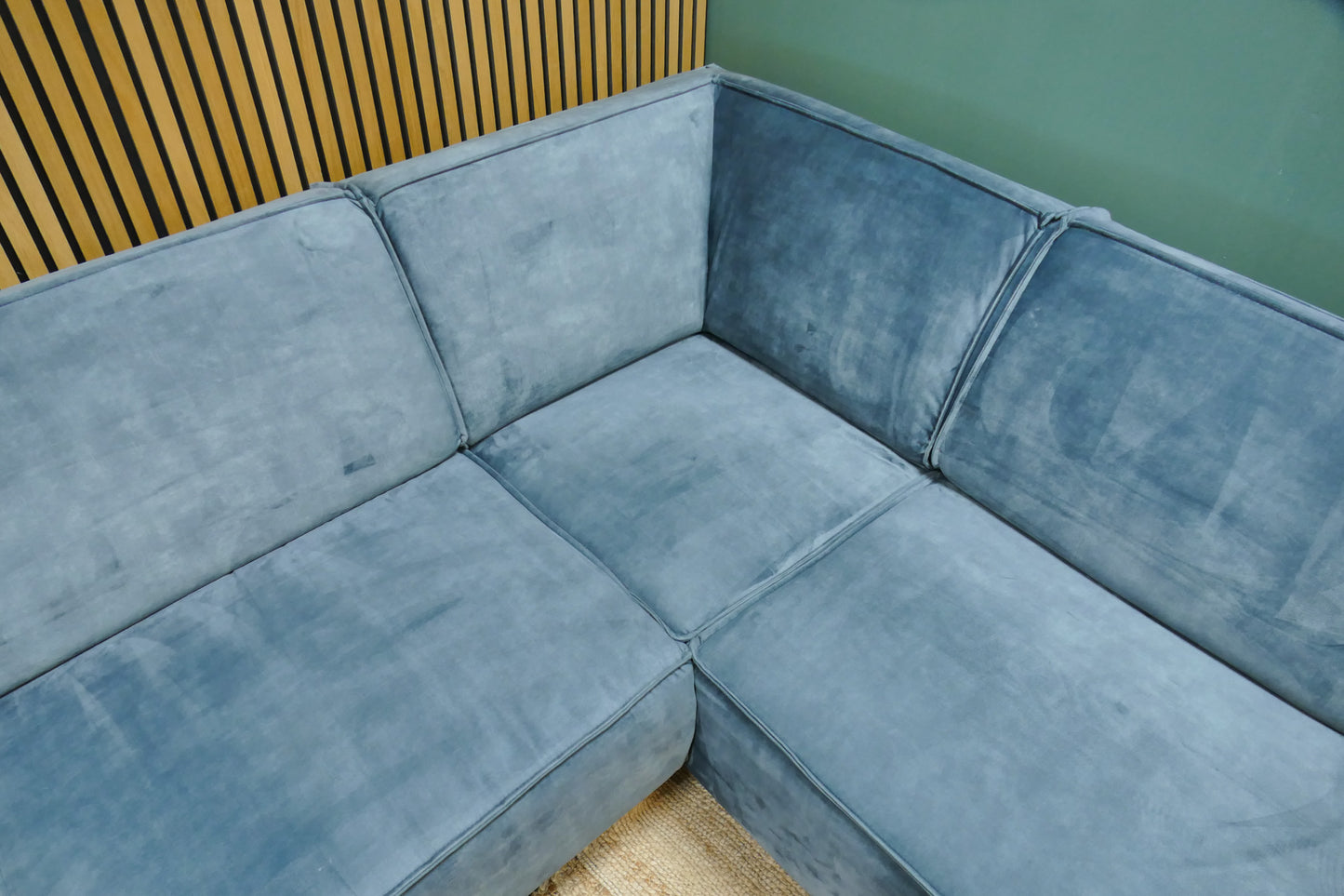 Refurbished Hoekbank Velvet Turquoise