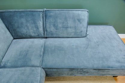 Refurbished Hoekbank Velvet Turquoise