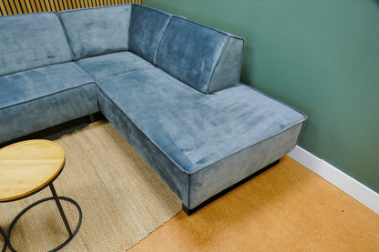 Refurbished Hoekbank Velvet Turquoise