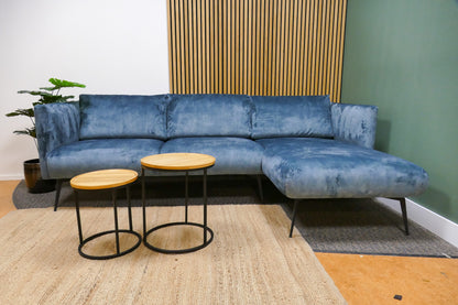 Refurbished Trendhopper Chaise Longue Lund Velvet Blauw