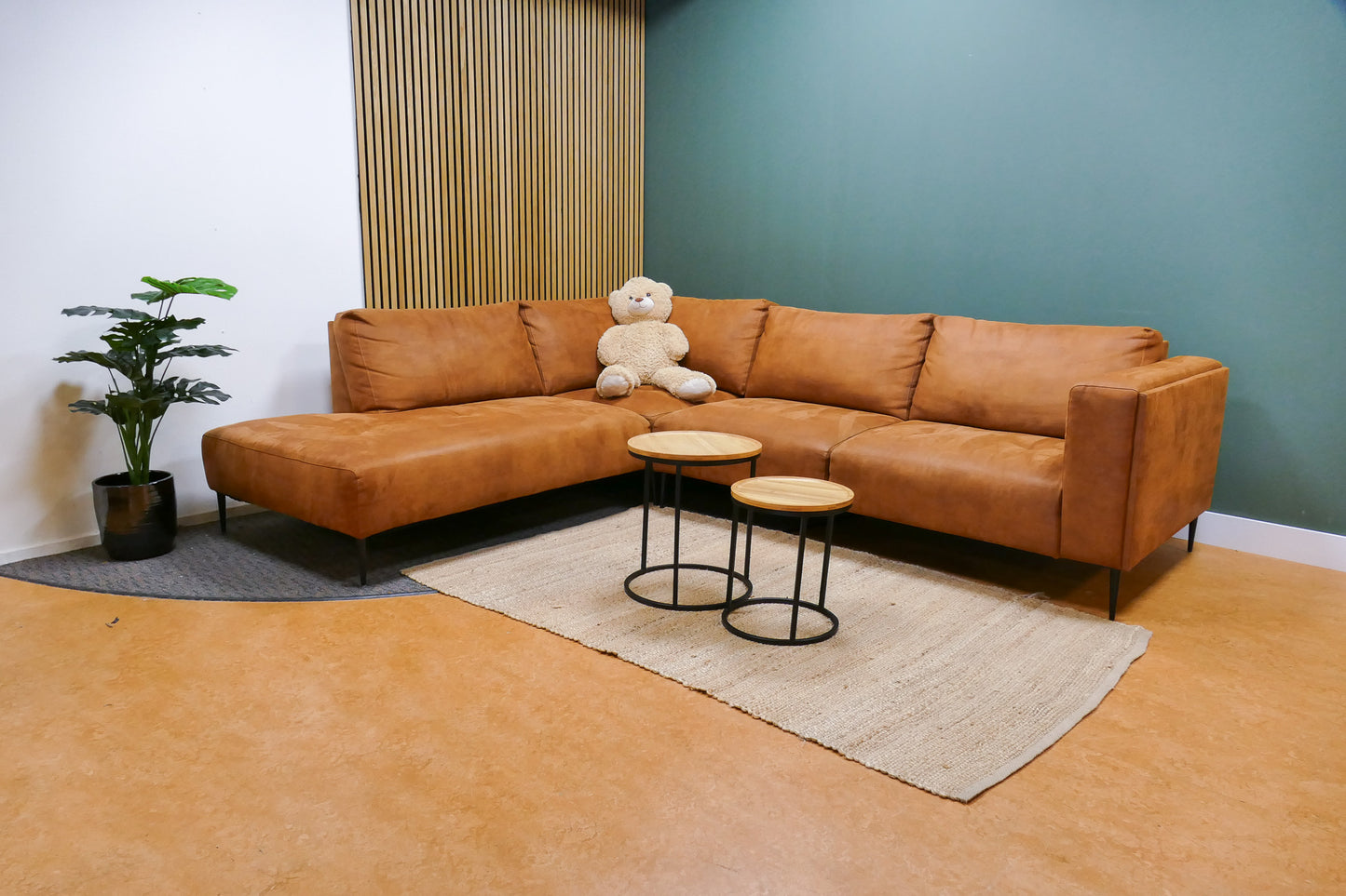 Refurbished Trendhopper Hoekbank Cognac Microvezel
