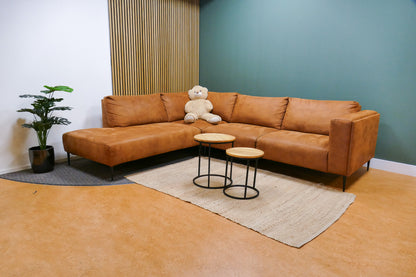 Refurbished Trendhopper Hoekbank Cognac Microvezel