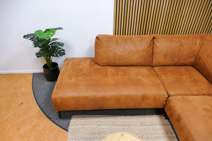 Refurbished Trendhopper Hoekbank Cognac Microvezel