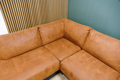 Refurbished Trendhopper Hoekbank Cognac Microvezel