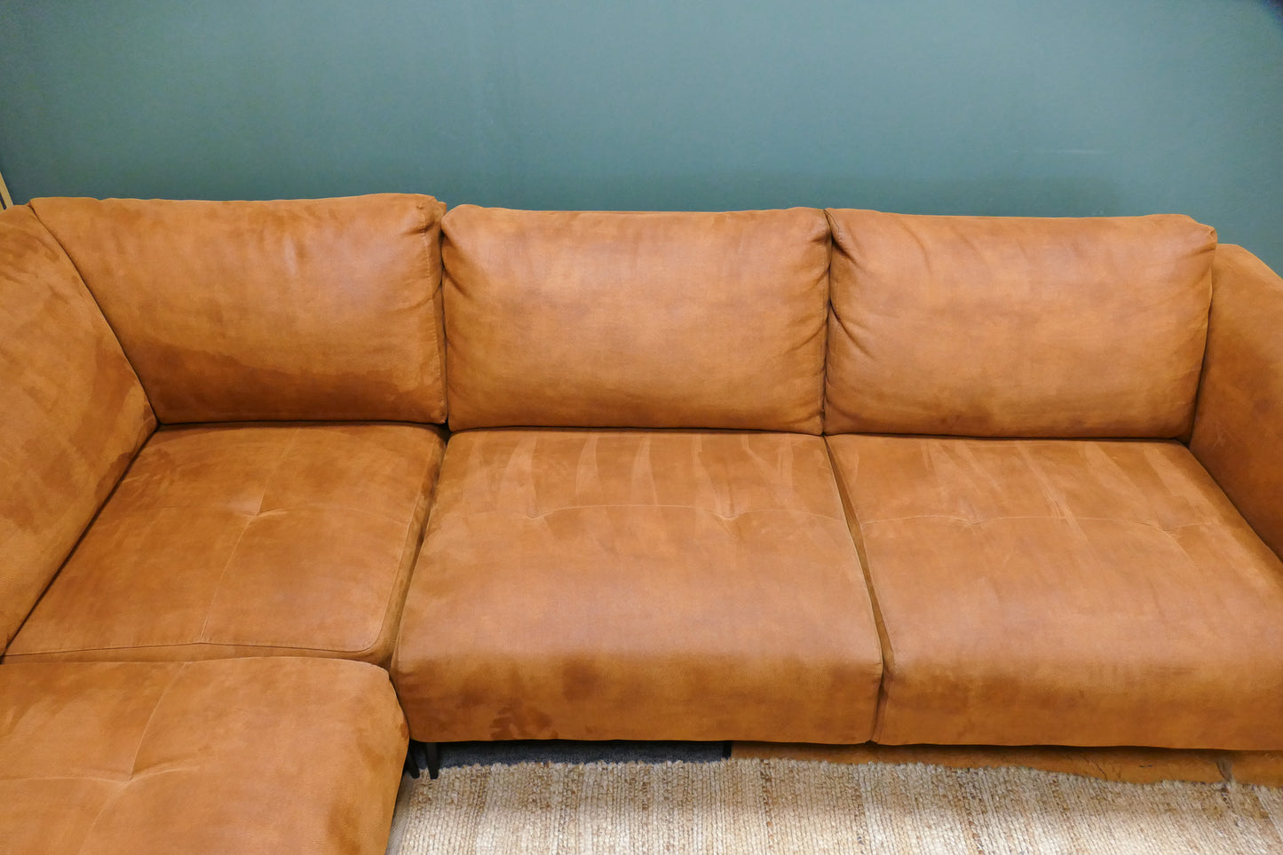 Refurbished Trendhopper Hoekbank Cognac Microvezel