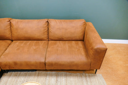 Refurbished Trendhopper Hoekbank Cognac Microvezel
