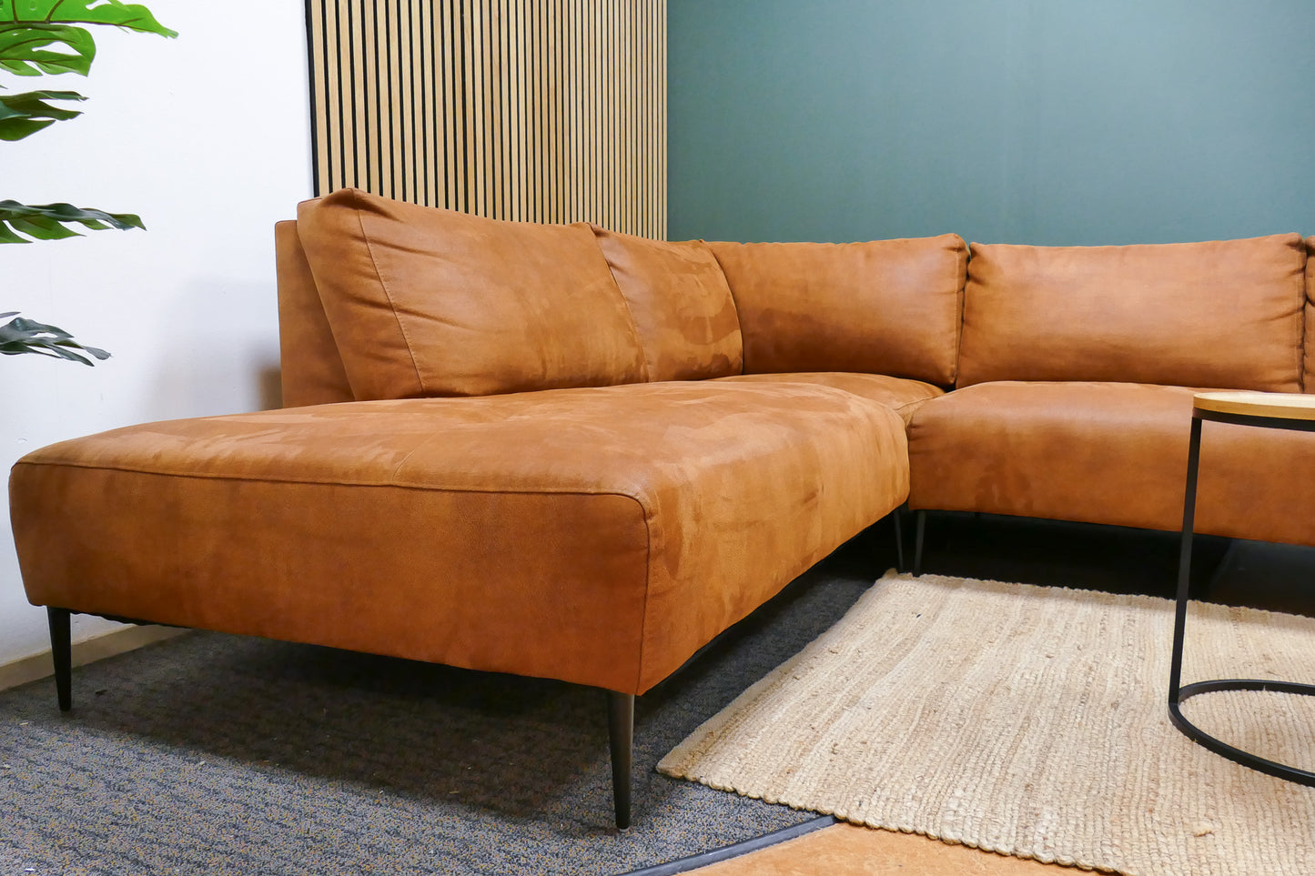 Refurbished Trendhopper Hoekbank Cognac Microvezel