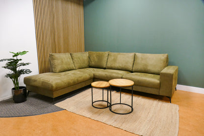 Refurbished Moderne Hoekbank Olijfgroen Microvezel