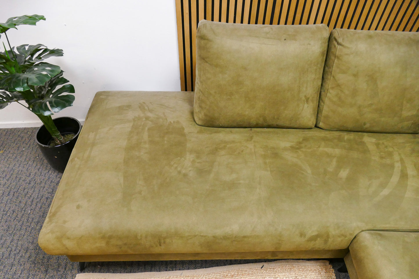 Refurbished Moderne Hoekbank Olijfgroen Microvezel