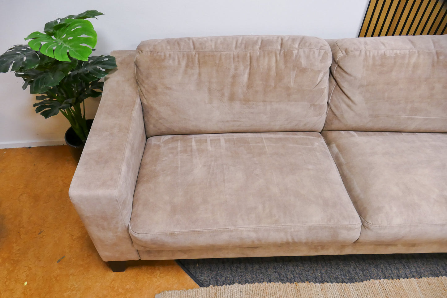 Refurbished Hoekbank Beige Velvet Profijt Meubel