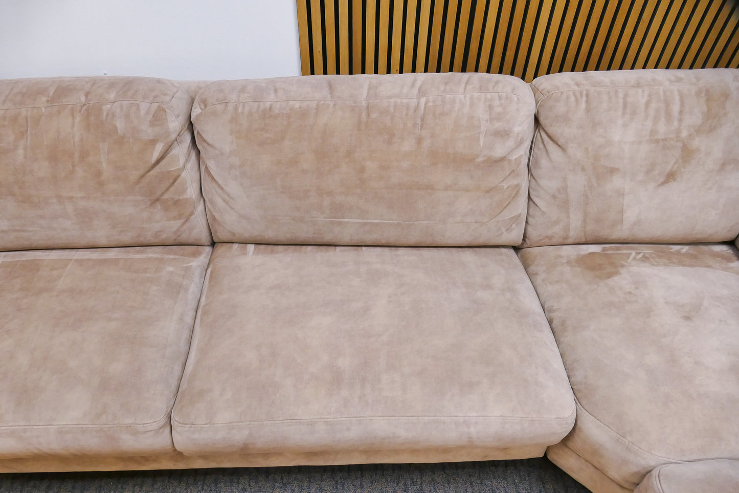 Refurbished Hoekbank Beige Velvet Profijt Meubel