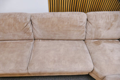 Refurbished Hoekbank Beige Velvet Profijt Meubel