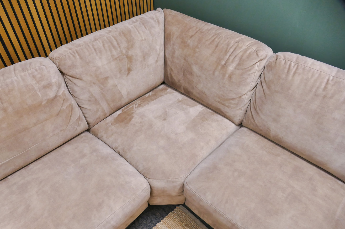 Refurbished Hoekbank Beige Velvet Profijt Meubel