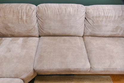 Refurbished Hoekbank Beige Velvet Profijt Meubel