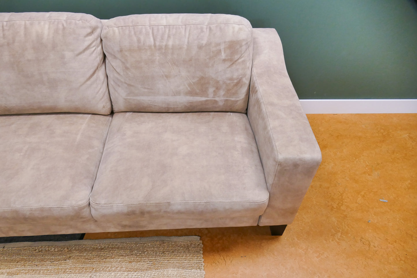 Refurbished Hoekbank Beige Velvet Profijt Meubel