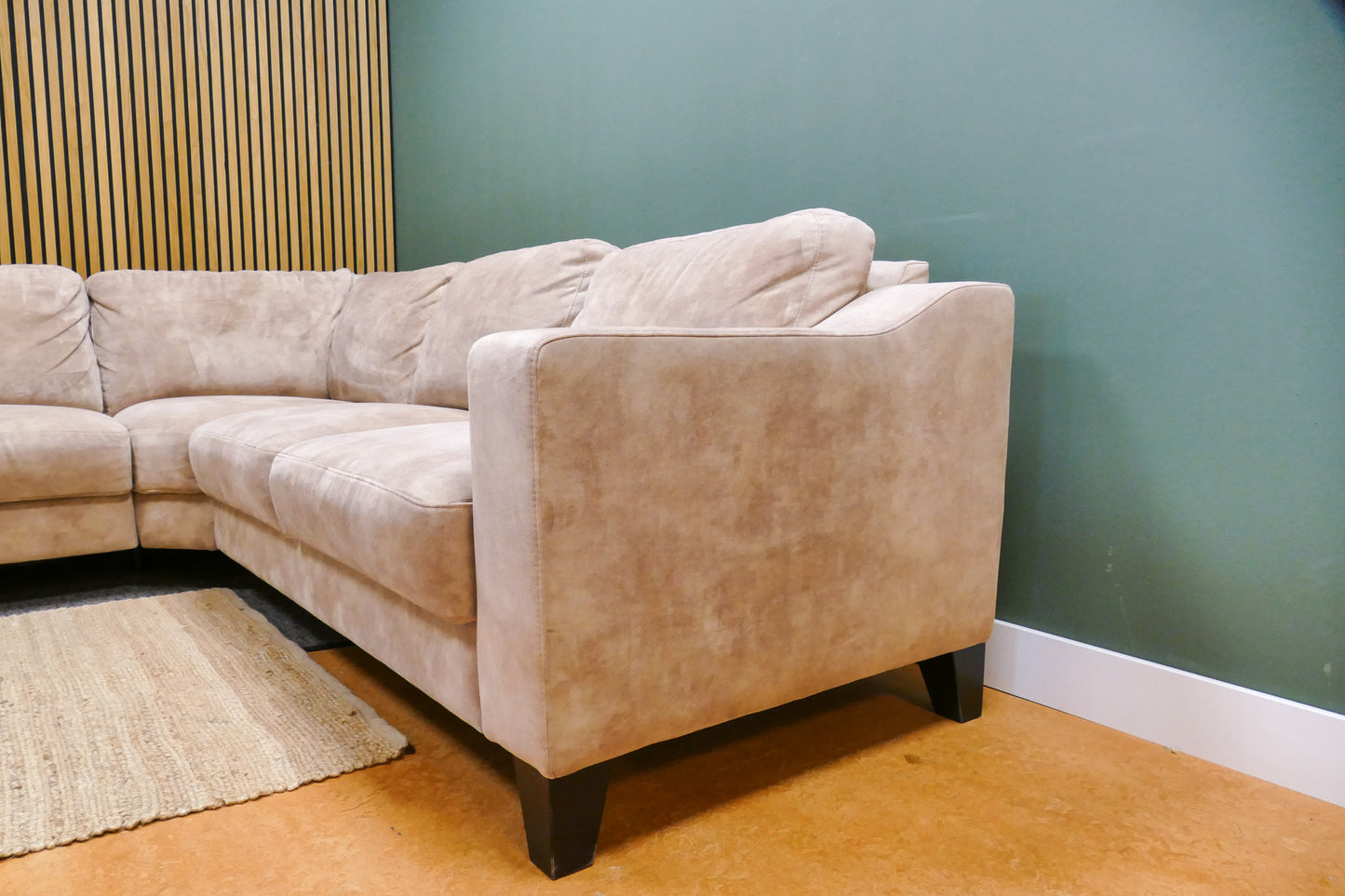 Refurbished Hoekbank Beige Velvet Profijt Meubel