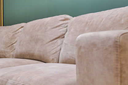 Refurbished Hoekbank Beige Velvet Profijt Meubel